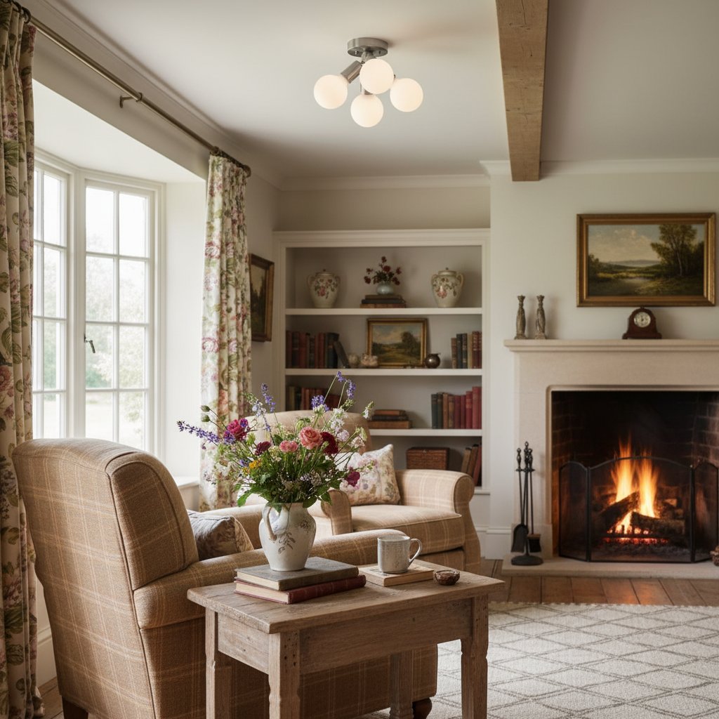 Pearl Opal White  Brass Flush Mount Light  Living Room