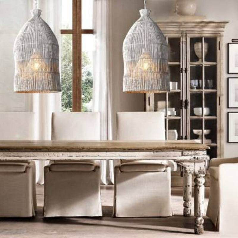 Ritta Design Birdcage LED Pendant Light Metal Rattan Bedroom Living Room - Letslighting