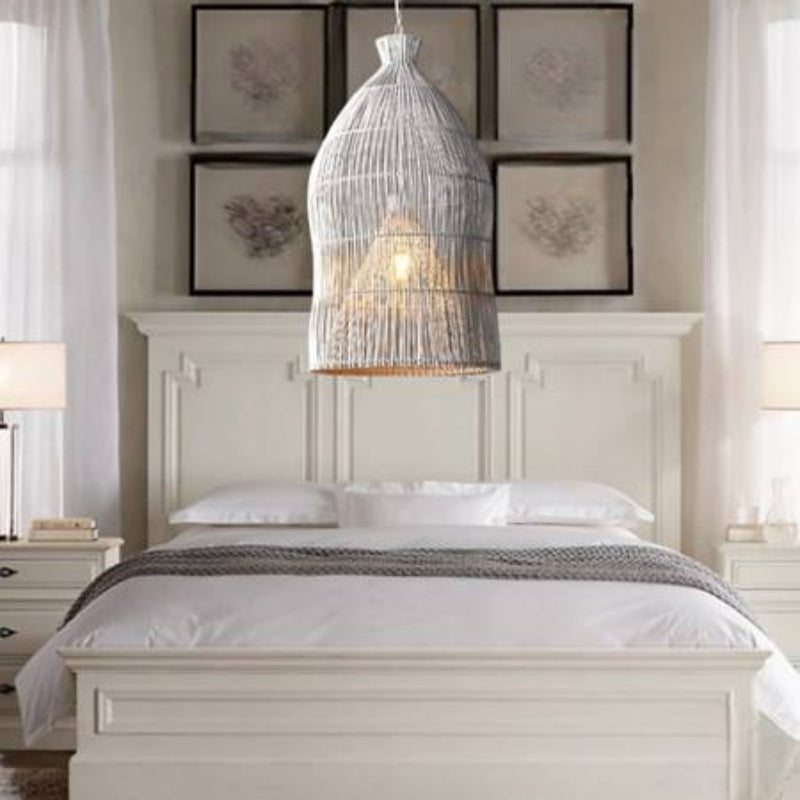Ritta Design Birdcage LED Pendant Light Metal Rattan Bedroom Living Room - Letslighting