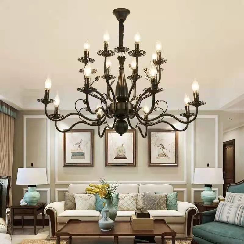 Silva Rustic Metal Glass Chandelier Living Room Bedroom - Letslighting