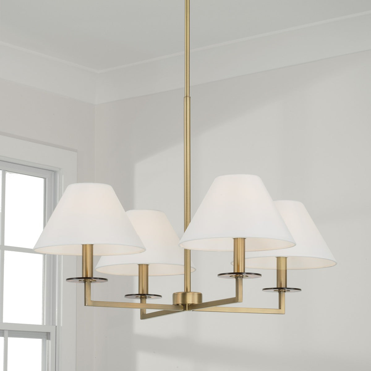 Vail Aged Brass Four Light Fabric Shade Chandelier