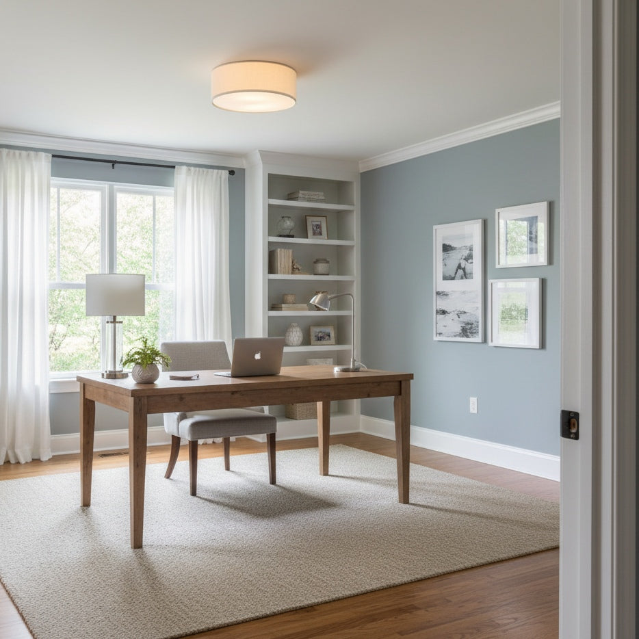 Linen Drum Ceiling Light Modern Bedroom
