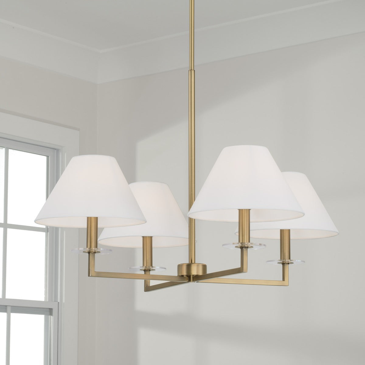 Vail Aged Brass Four Light Fabric Shade Chandelier