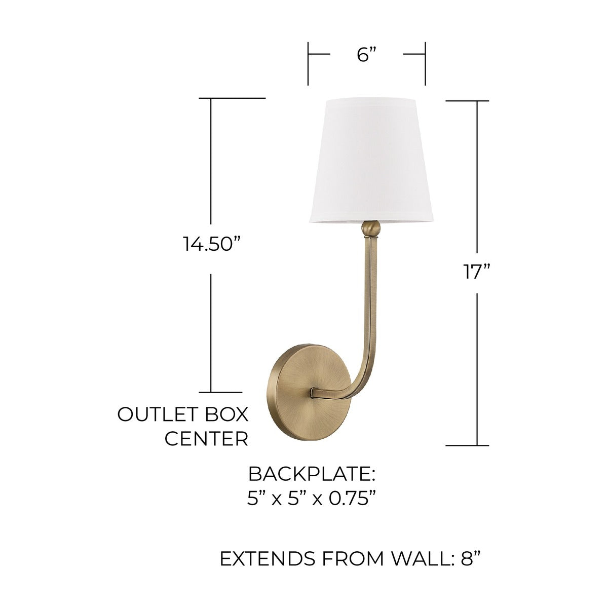 Jada Aged Brass Fabric Shade Wall Sconce