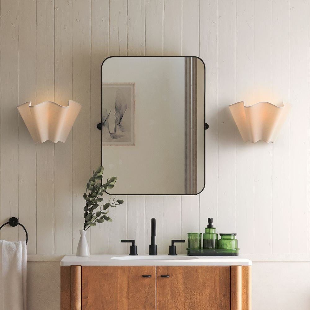 Curve Scalloped Linen Wall Lamp