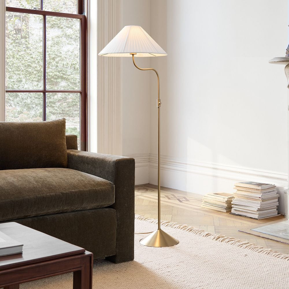 Lithe Linen Shade Floor Lamp Contemporary Living Rooms