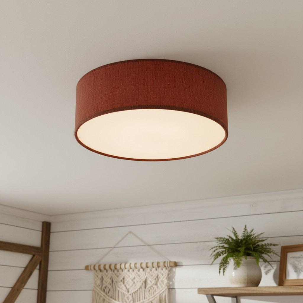 Linen Drum Ceiling Light Modern Bedroom