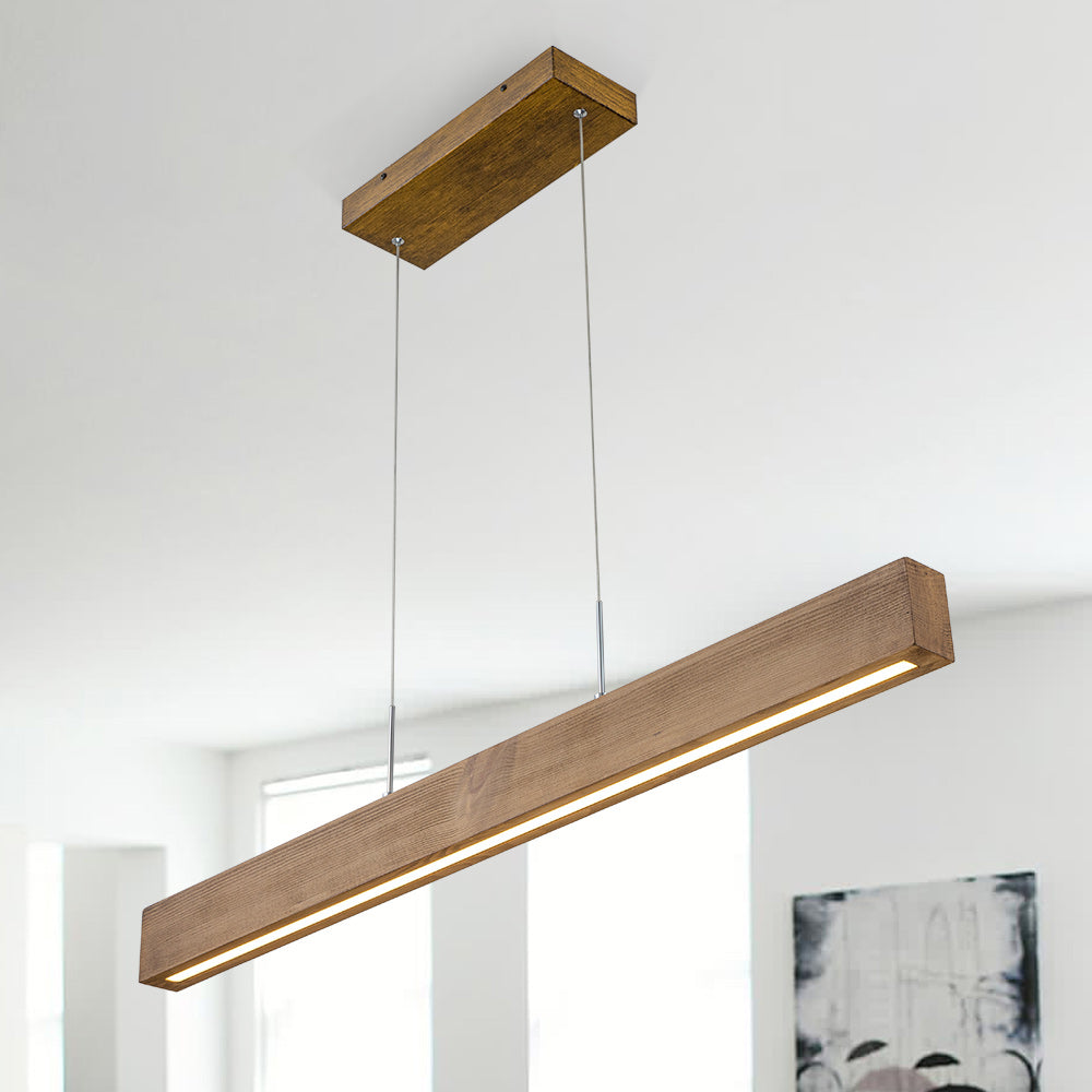 Zefyr Modern Minimalist LED Linear Wood Chandelier