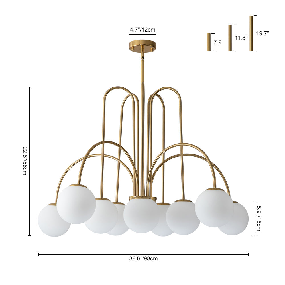 Vallin Traditional Metal Glass Chandelier - Lamp Copper
