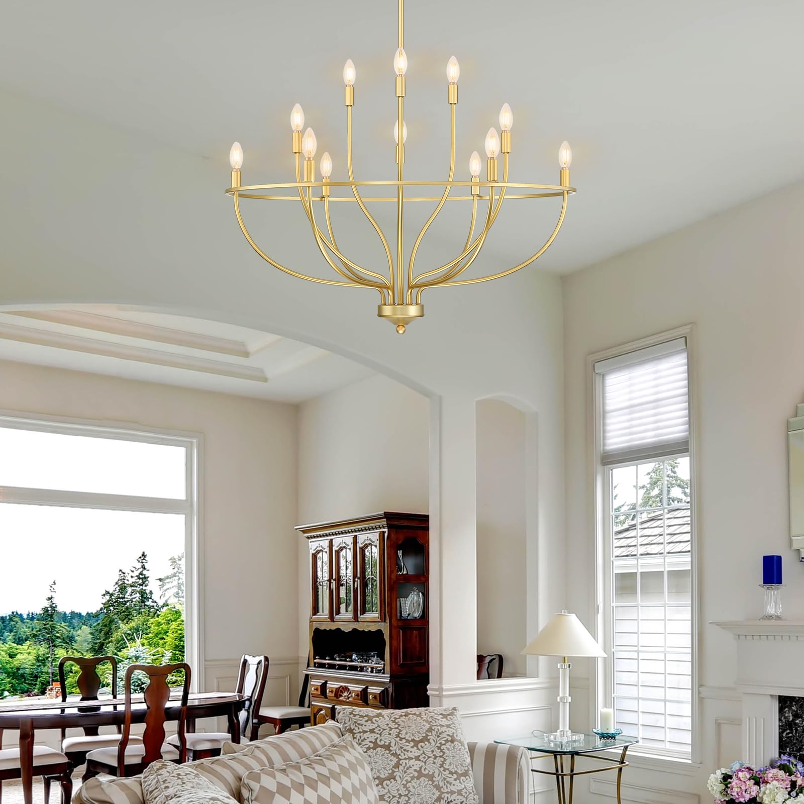 Silva Industrial Metal Candle Chandelier Champagne Living Room Bedroom - Letslighting