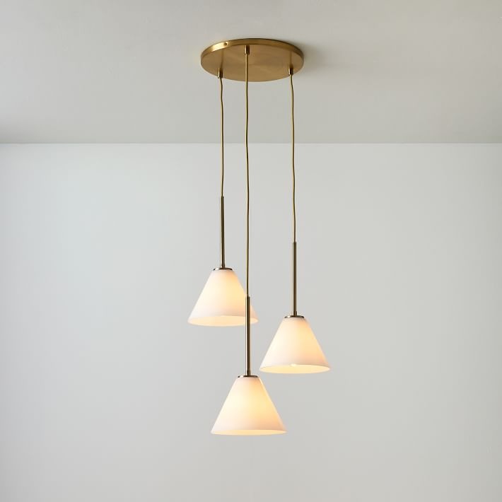 Cone 3-Light Brass Chandelier