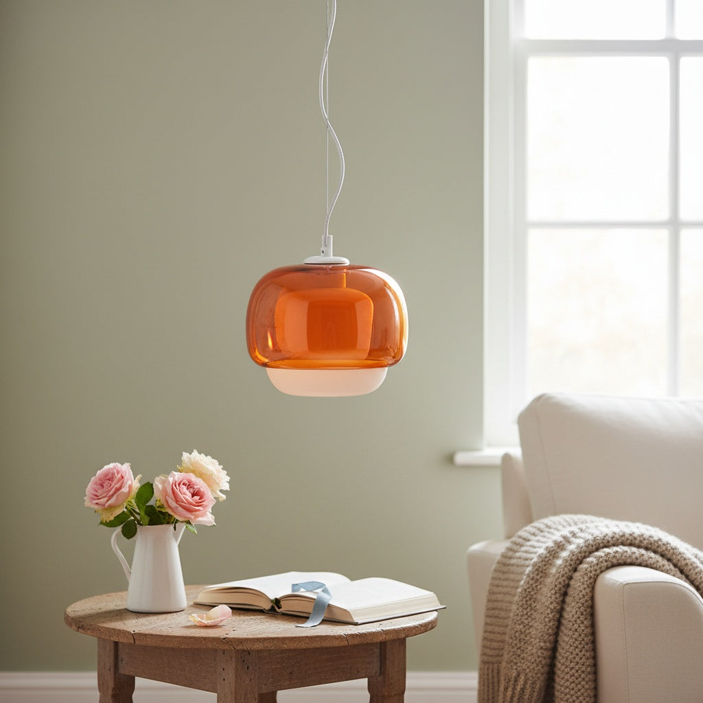 Orbit Modern Mushroom Pendant Light Colored Glass