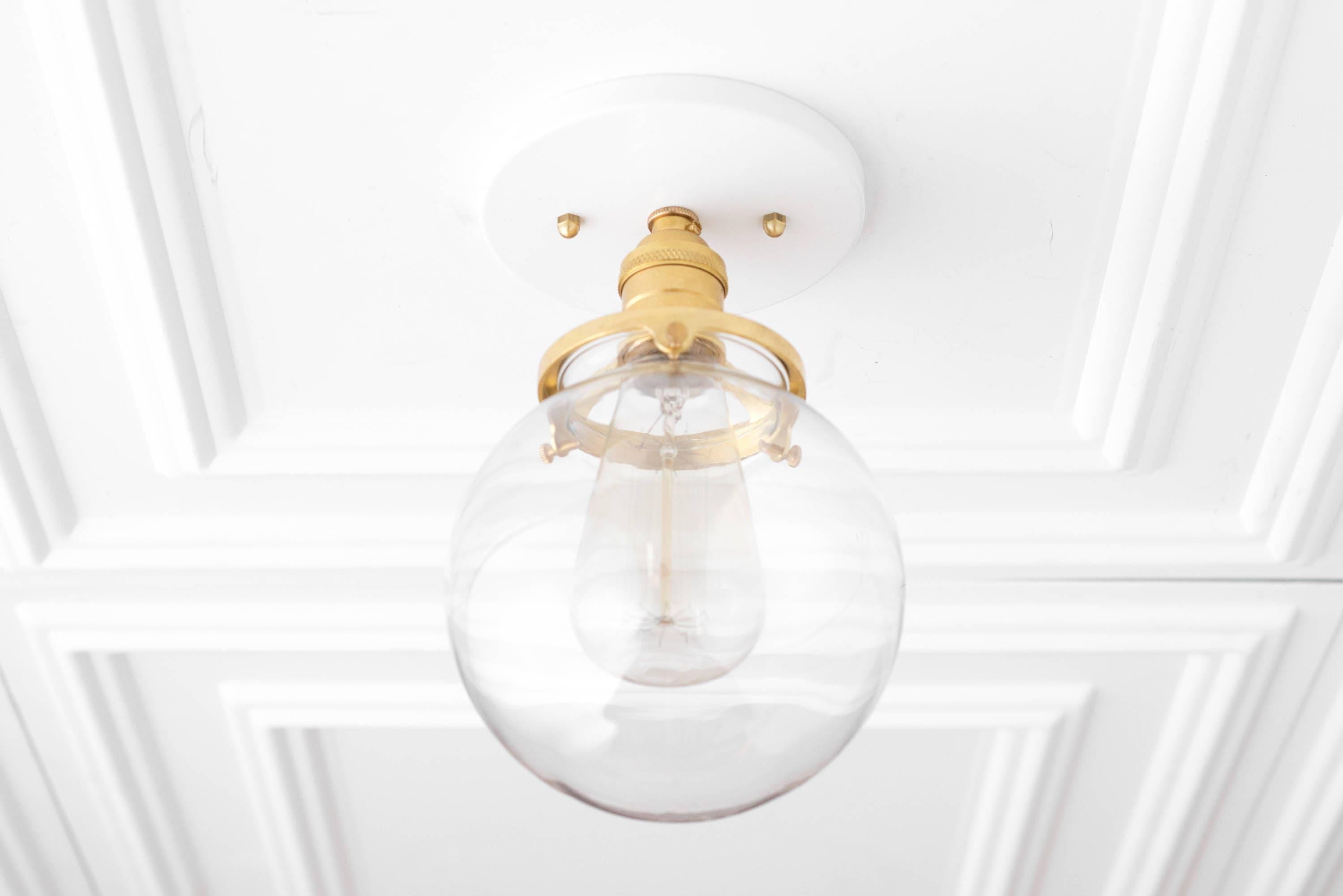 Pearl  Clear Glass Retro Globe Ceiling Light Bedroom