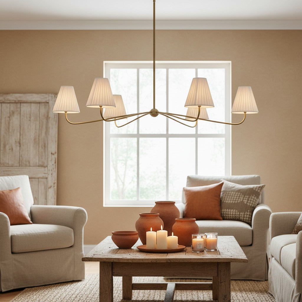 Fibura Pleated Shade Chandelier for Traditional Dining Room