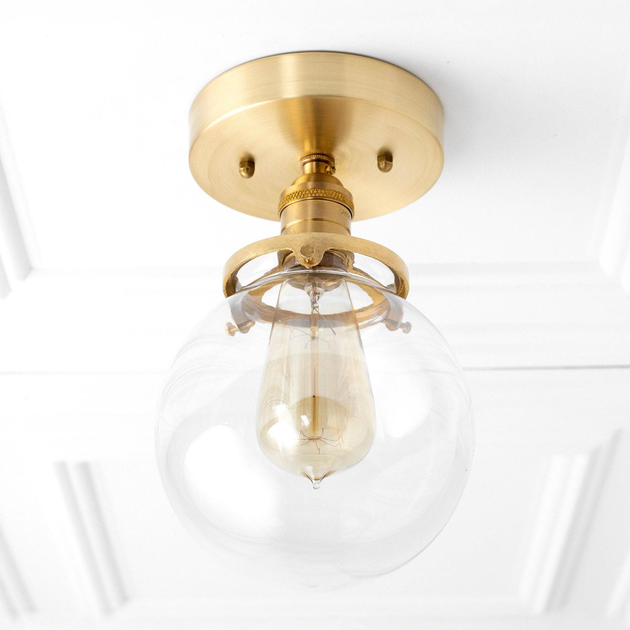 Pearl  Clear Glass Retro Globe Ceiling Light Bedroom
