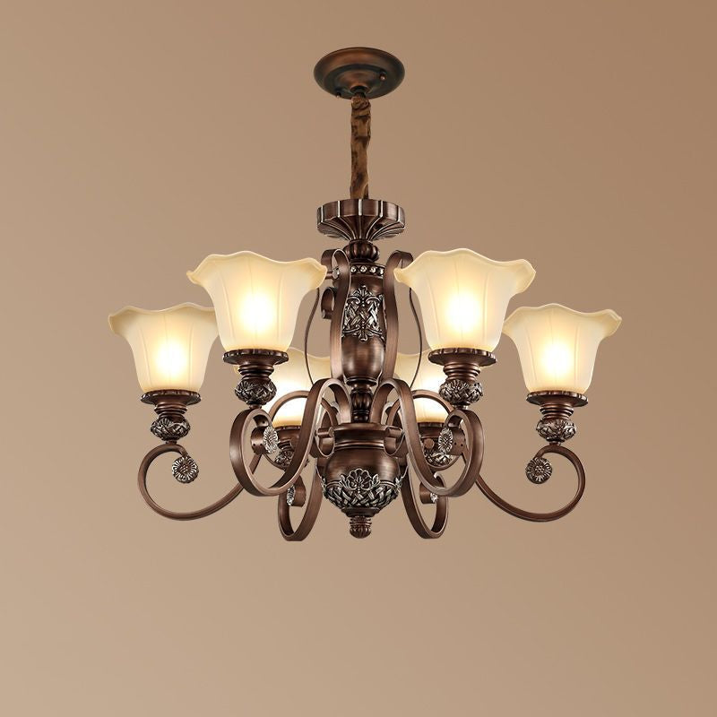 Arisha Retro Flower Pendant Light Metal Glass Living Room Bedroom - Letslighting