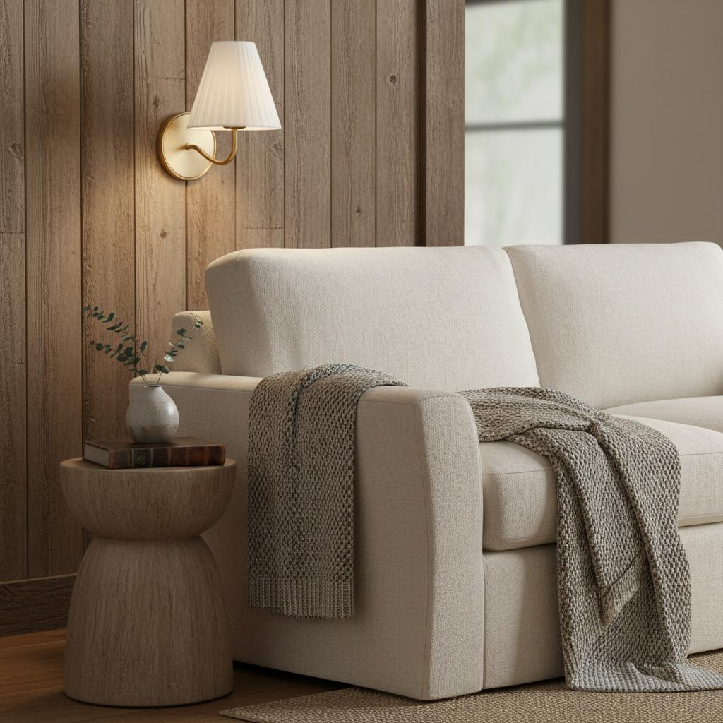 Lithe Wall Light with Linen Fabric Shade Hallway