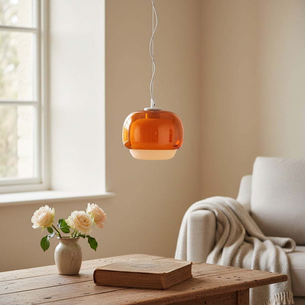 Orbit Modern Mushroom Pendant Light Colored Glass