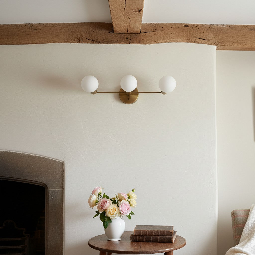 Pearl 3-Light Milk Glass Globe Wall Sconce Mid-Century Light
