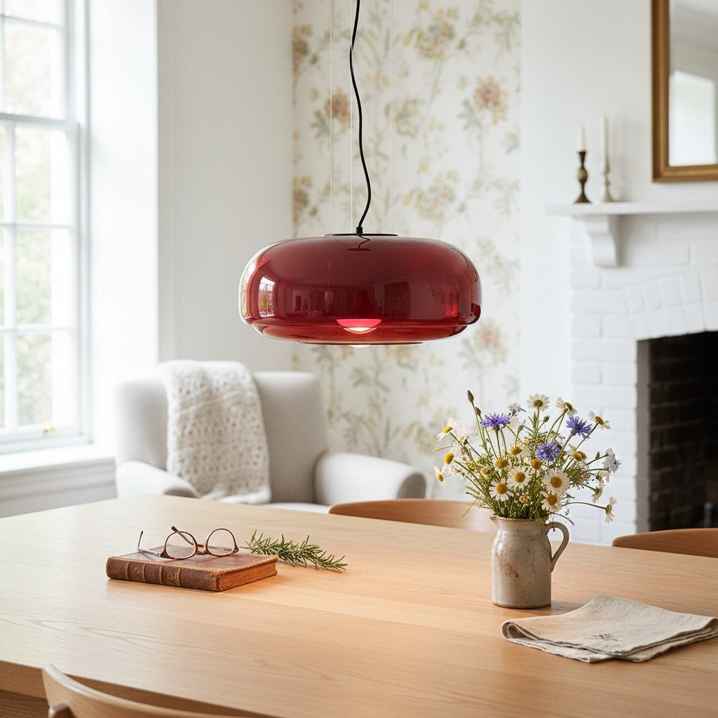 Orbit Modern Mushroom Pendant Light Colored Glass