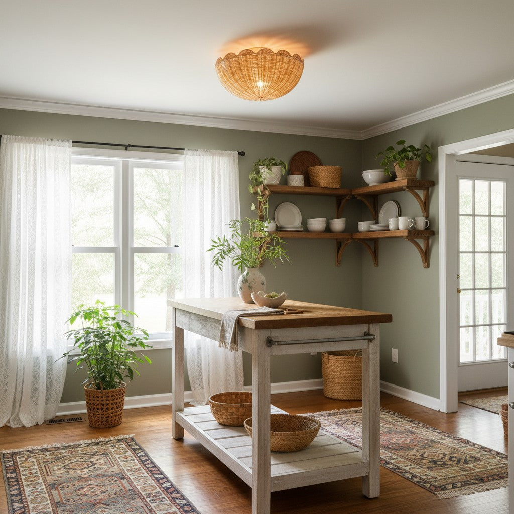 Fungi Celling Light Rattan&Metal