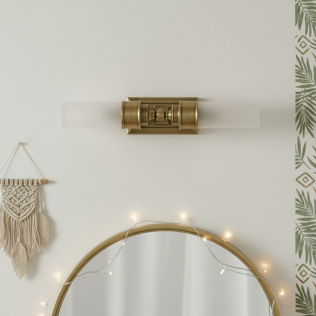 Elite Double Glass Contemporary Tube Wall Sconce Bathroom