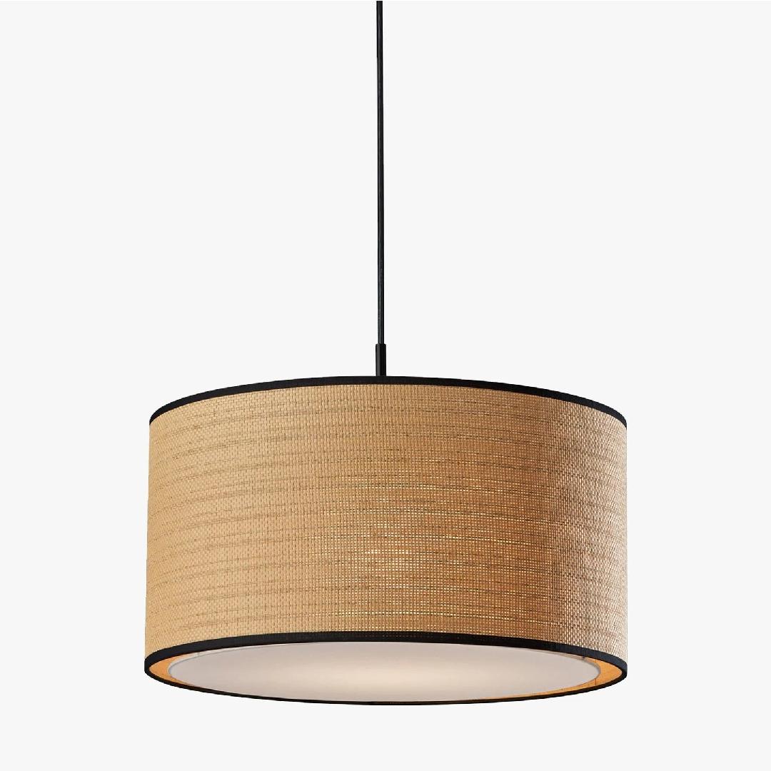 Rowan Linen Drum Pendant Light Transitional Living