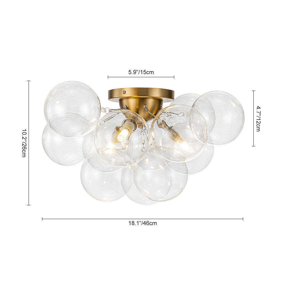 Lumira Globe Bubble Brass Glass Ceiling Light