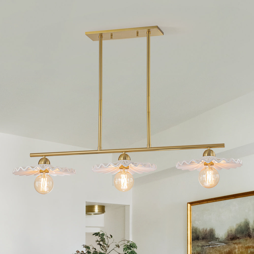 Glorulix Creamy Ceramic Linear Metal Pendant Light