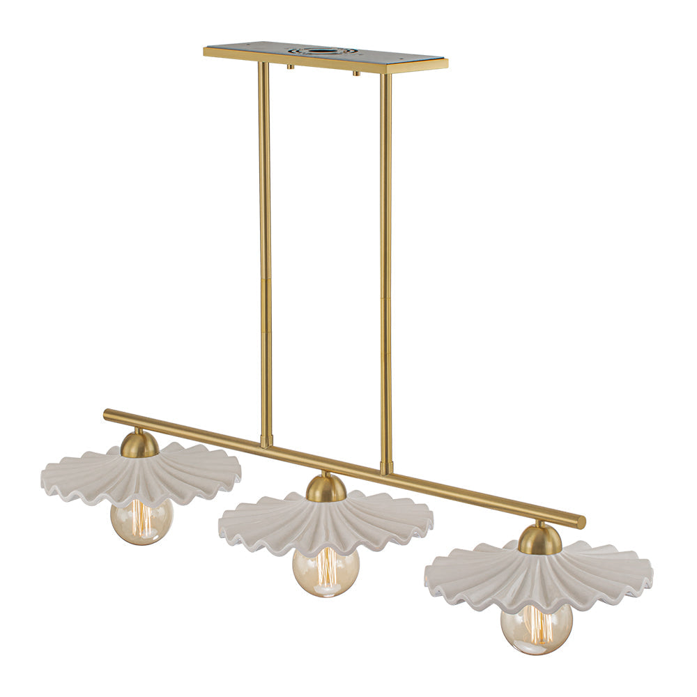 Glorulix Creamy Ceramic Linear Metal Pendant Light