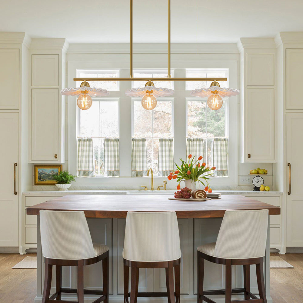 Glorulix Creamy Ceramic Linear Metal Pendant Light