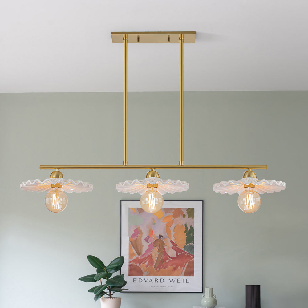 Glorulix Creamy Ceramic Linear Metal Pendant Light