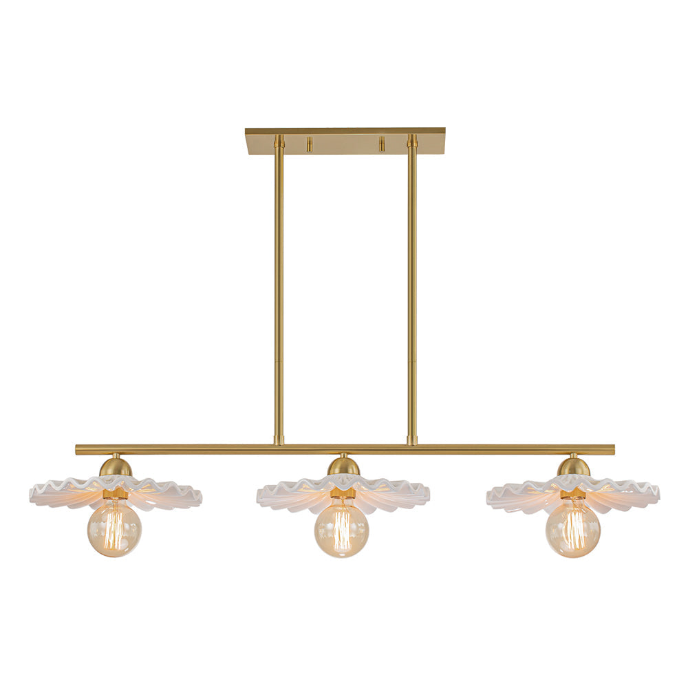 Glorulix Creamy Ceramic Linear Metal Pendant Light