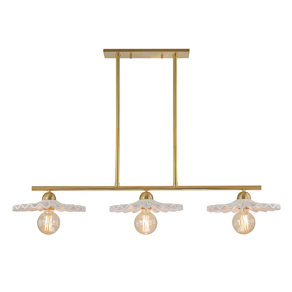 Glorulix Creamy Ceramic Linear Metal Pendant Light