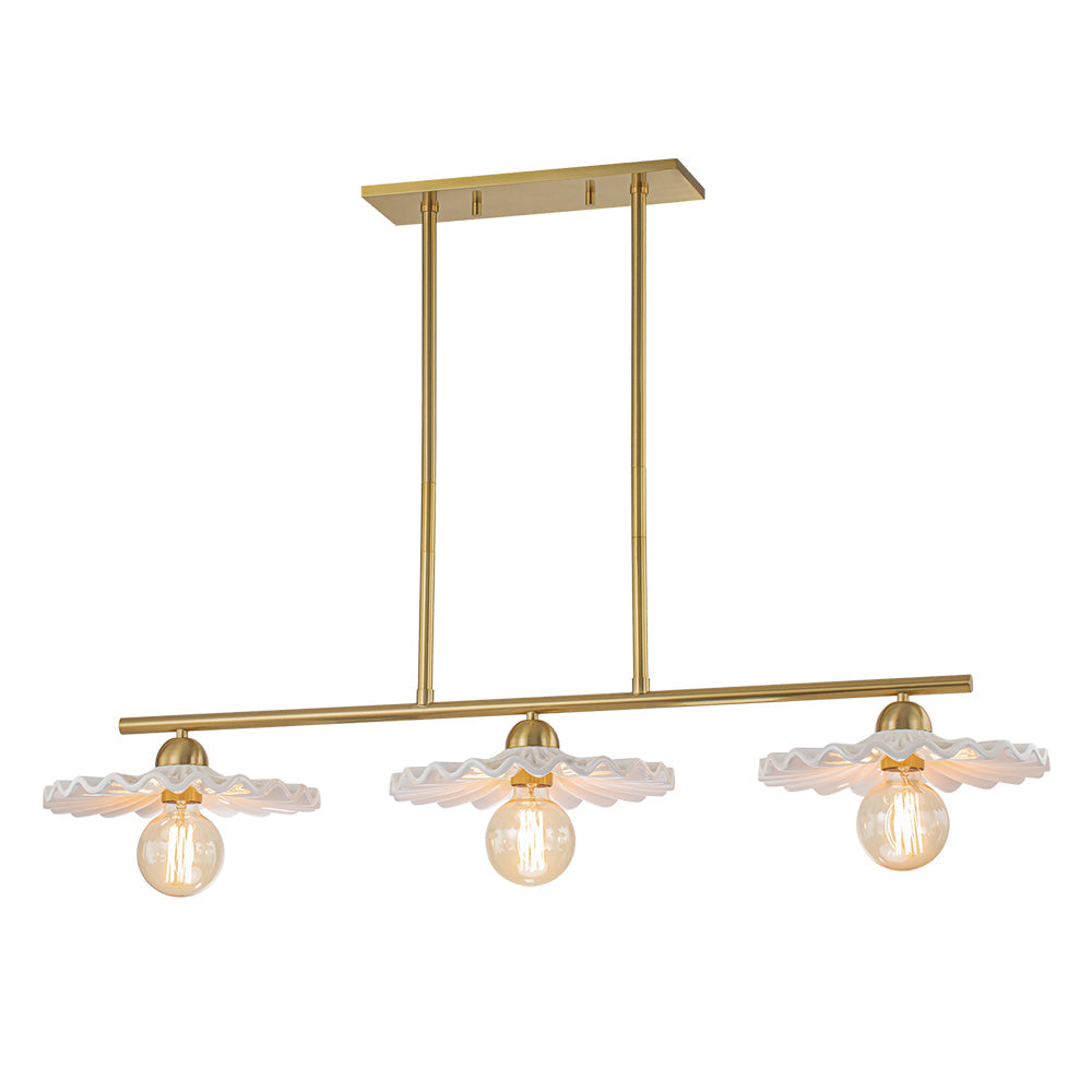 Glorulix Creamy Ceramic Linear Metal Pendant Light