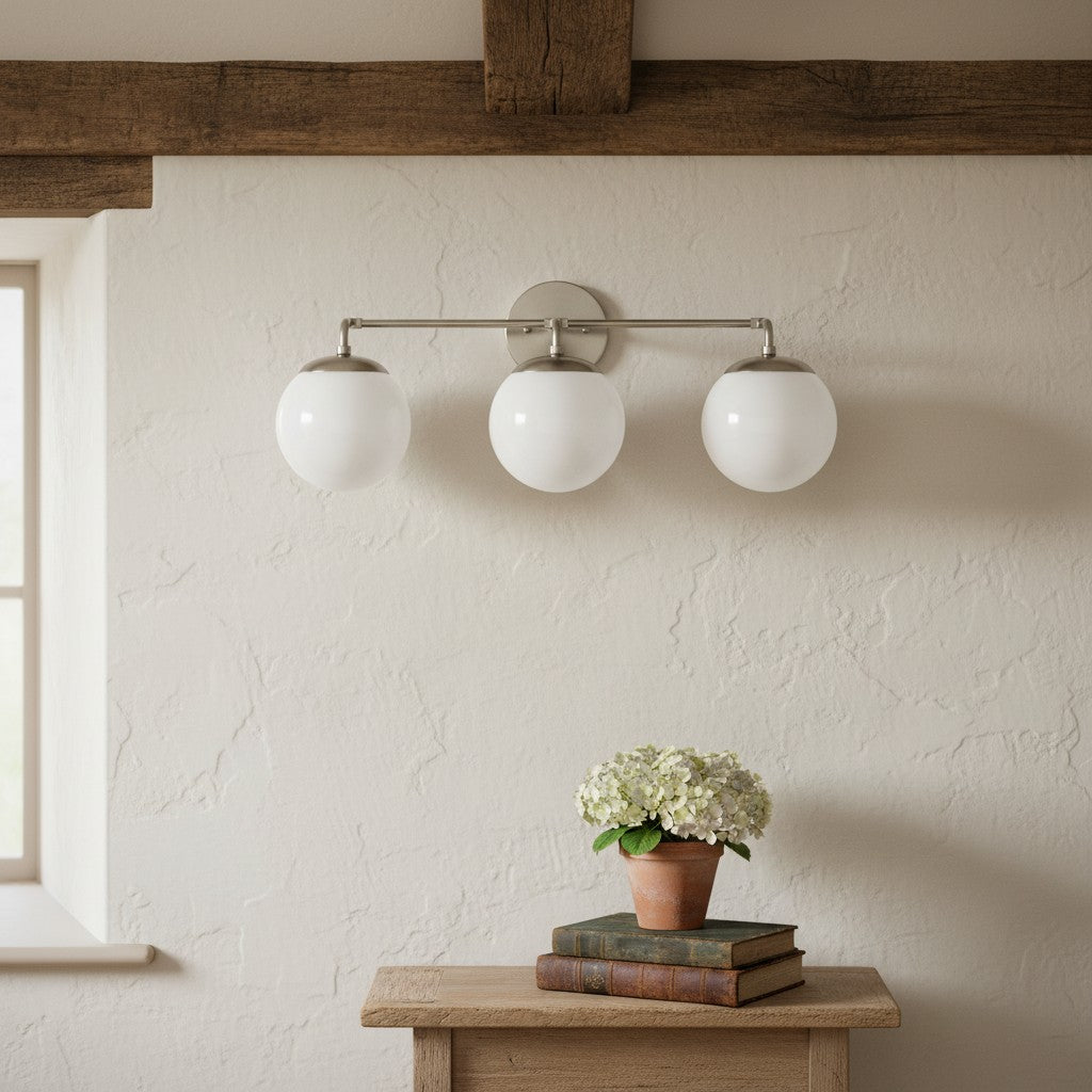 Pearl 2/3-Light Wall Sconce Milk Glass Hallway