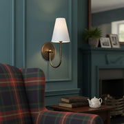 Disc Traditional Linen Wall Sconce Bedrooms
