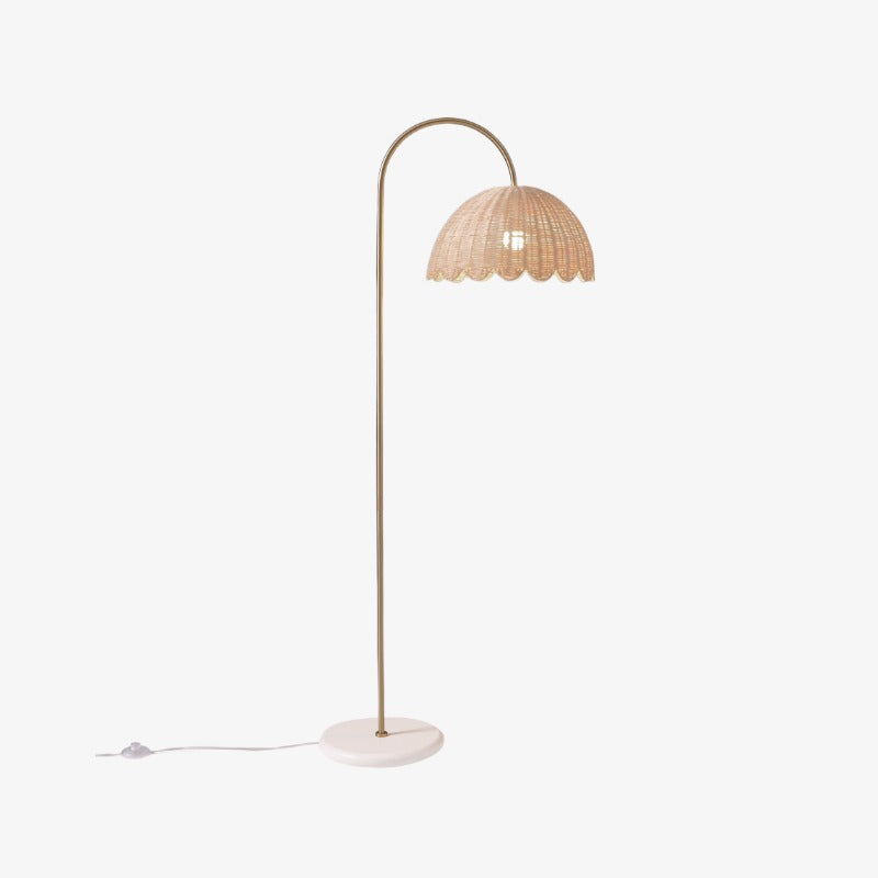 Fungi Floor Lamp Rattan Metal Wood