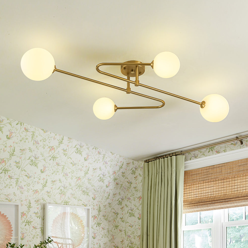 Xenuvyt Frosted Globe Linear Sputnik Glass Semi Flush Mount Ceiling Light