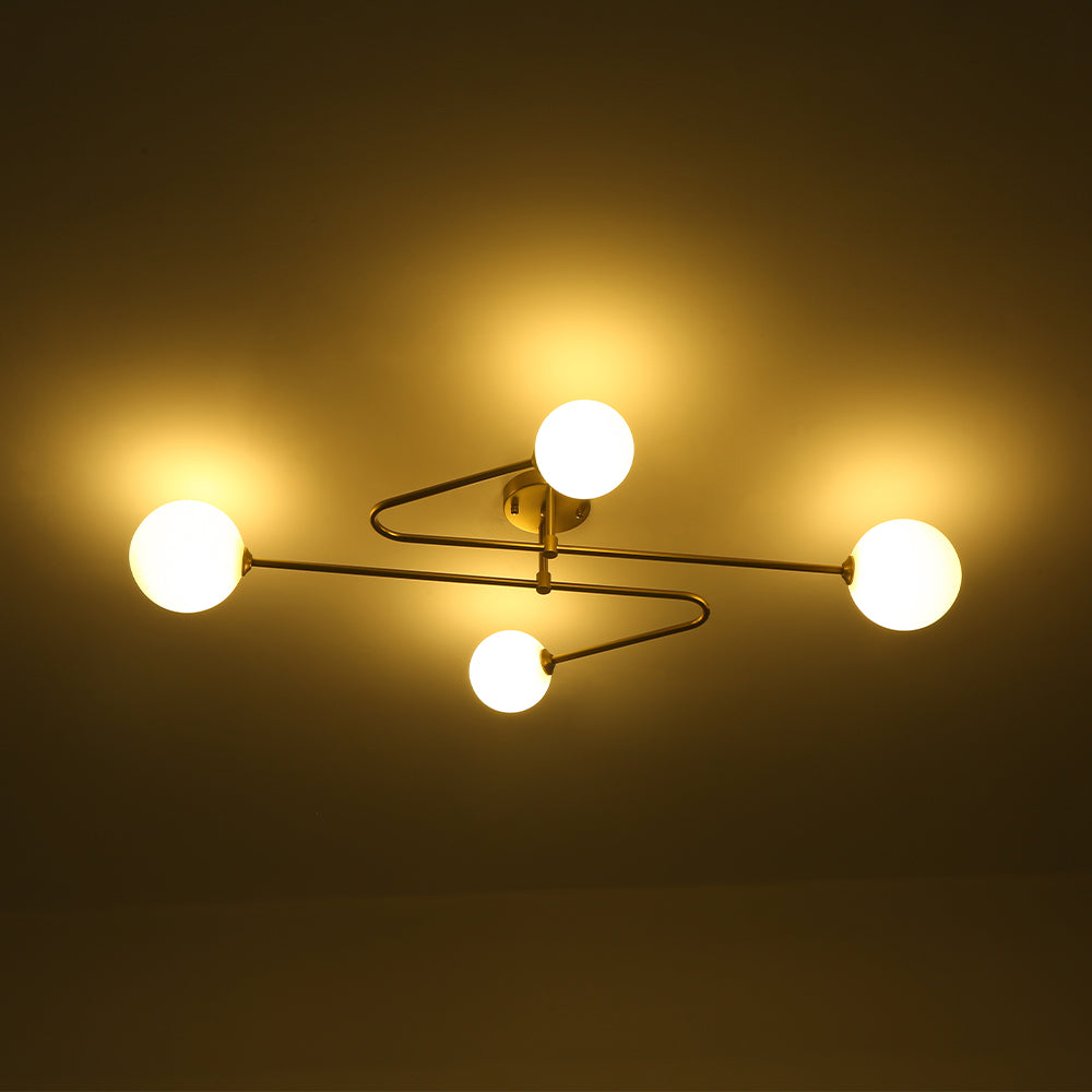 Xenuvyt Frosted Globe Linear Sputnik Glass Semi Flush Mount Ceiling Light