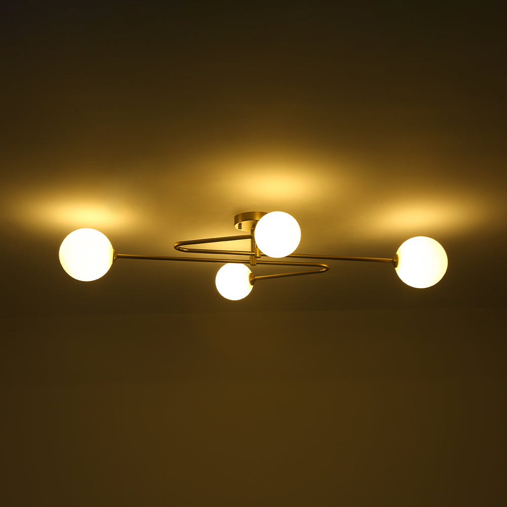 Xenuvyt Frosted Globe Linear Sputnik Glass Semi Flush Mount Ceiling Light