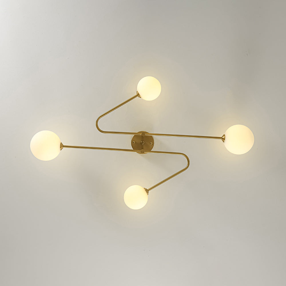 Xenuvyt Frosted Globe Linear Sputnik Glass Semi Flush Mount Ceiling Light