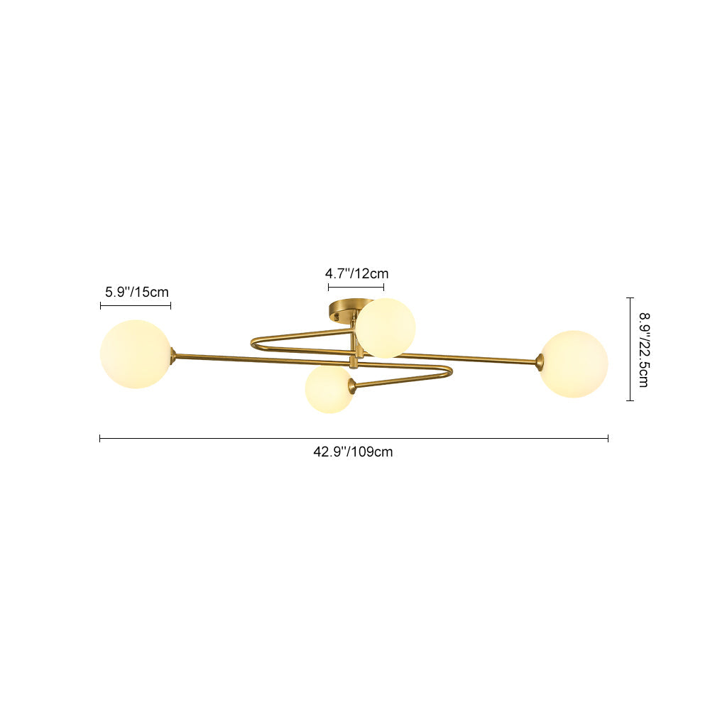 Xenuvyt Frosted Globe Linear Sputnik Glass Semi Flush Mount Ceiling Light
