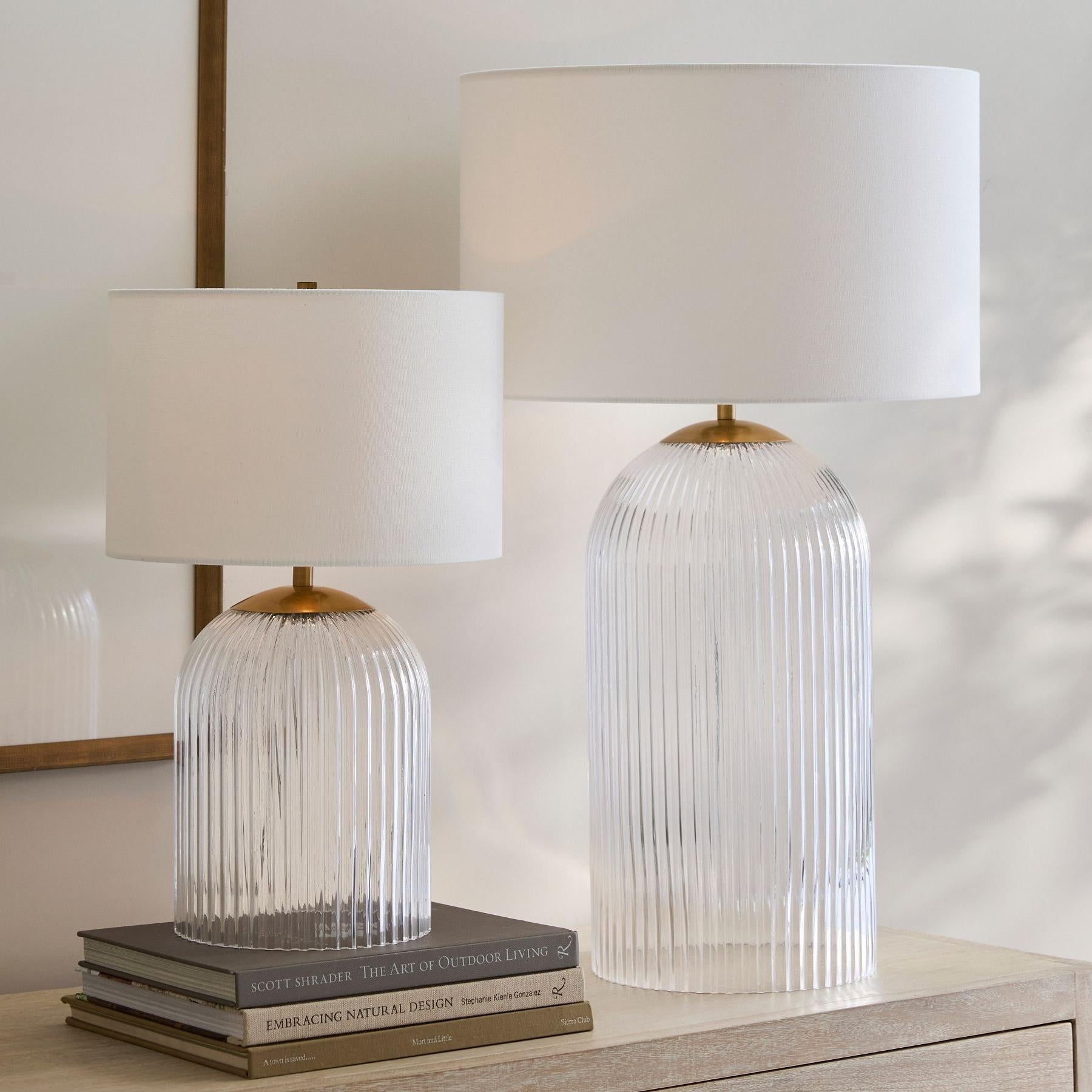 Haze  Glass Table Lamp with Linen   for  Living Rooms