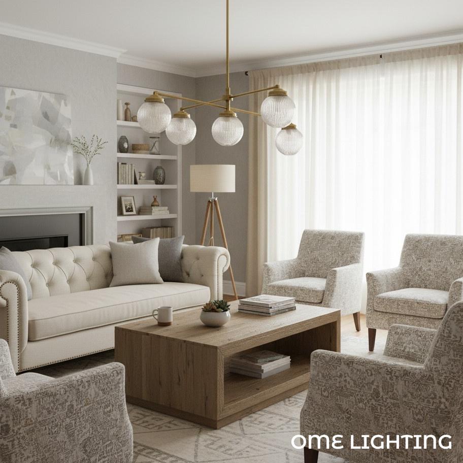 Pearl Multi-Light Brass Chandelier