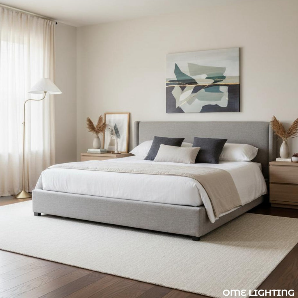 Lithe Linen Shade Floor Lamp Contemporary Living Rooms