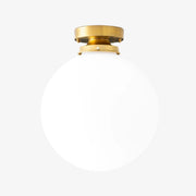 Pearl White Brass Globe Ceiling Light  Contemporary