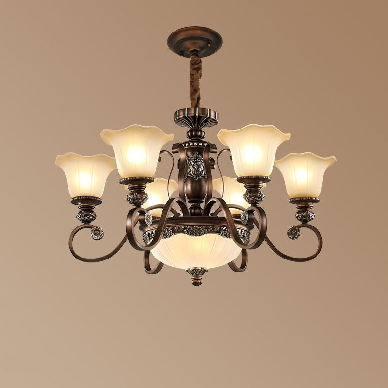 Arisha Retro Flower Pendant Light Metal Glass Living Room Bedroom - Letslighting