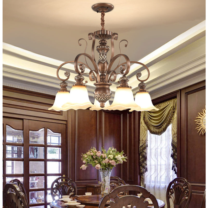 Arisha Retro Flower Pendant Light Metal Glass Living Room Bedroom - Letslighting