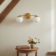 Pearl Milk Glass  Brass Wall Sconce Bathroom